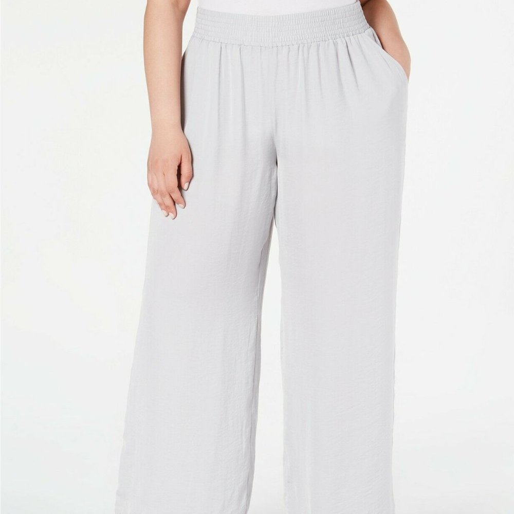ALFANI WIDE LEG SMOCK WAIST SATIN PALAZZO PANT 2X